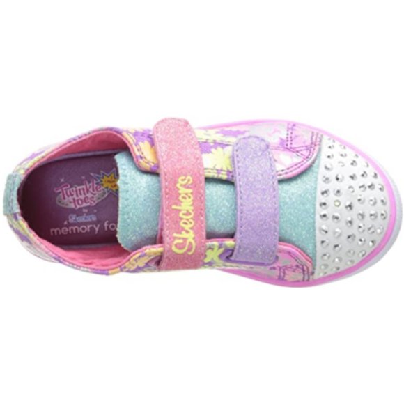 NEW Skechers Baby Twinkle Toes Glint Gleam Light Up Glitter Stud Pastel Rainbow - Picture 5 of 7